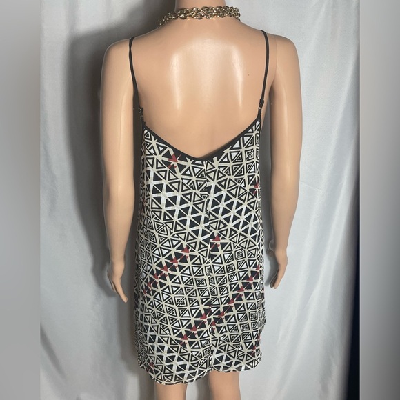 BCBGGeneration Geometric Print Slip Dress Sheer Trim Size M Vintage Y2K - Picture 3 of 7